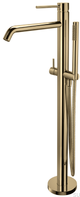 Freestanding bathtub faucet with shower head EVM032 Polished Brass Unlacquered