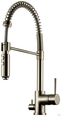 Kitchen tap with dishwasher valve EVO186 Brass Nickel-plated Brushed