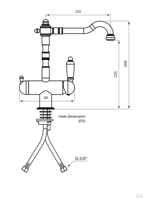 Kitchen faucet with dishwasher valve FME184 Polished Brass Unlacquered