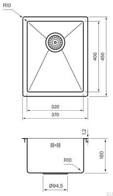 Kitchen sink 3040 Steel Brown PVD