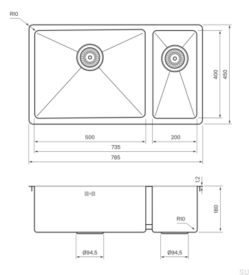 Kitchen Sink 7040 Steel Brown PVD