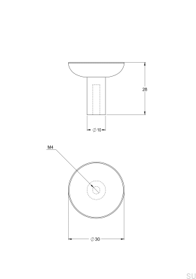 Pastille 30 furniture knob, brass, silver, chrome
