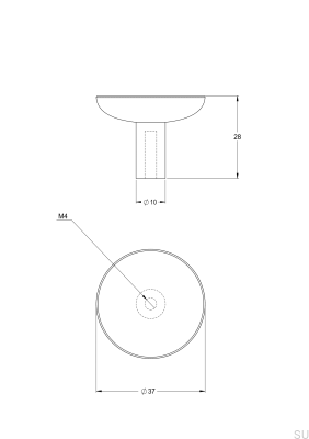 Pastille 37 furniture knob, brass, matt black