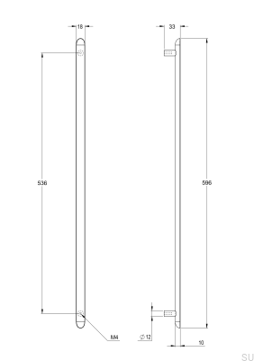 Pastille 536 oblong furniture handle, brass, silver, chrome