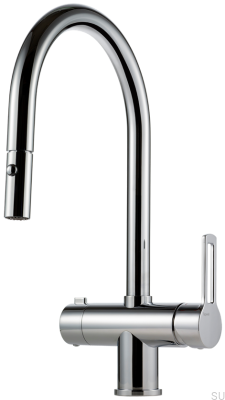 Kitchen faucet with pull-out spout and dishwasher valve RIN885 Brass Silver Chrome