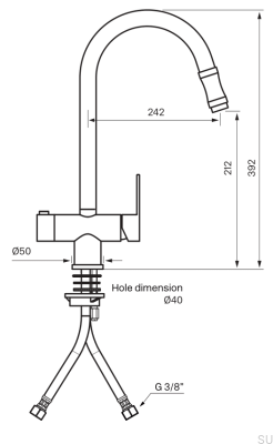 Kitchen faucet with pull-out spout and dishwasher valve RIN886 Brass Matte Black