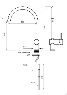 SK New 180 Kitchen Faucet Brass Silver Chrome
