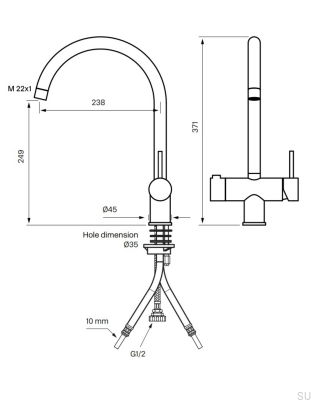 Kitchen faucet with dishwasher valve SK New 184 Brass Silver Chrome