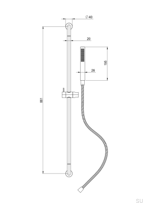 TVM200 Shower Rail Polished Brass Unvarnished