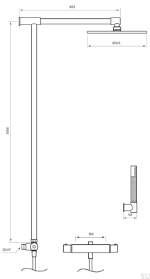 TVM300 Brass Matte Black Shower Set