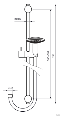Shower rail with adjustable wall mount ZSAL194 Brass Silver Chrome