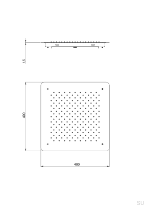 Square concealed rain shower head 400 ZSOF097 Brass Black Chrome Brushed