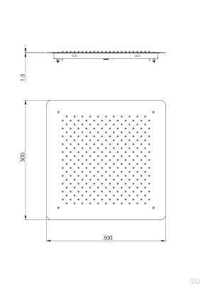 Square concealed rain shower head 500 ZSOF098 Brass Black Chrome