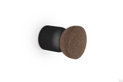 Wall hanger Piece 48 Wooden Oak Matte Black with Eco Cork