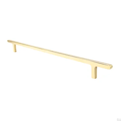 Flat Line 430 elongated furniture handle, Polished Brass, Unvarnished