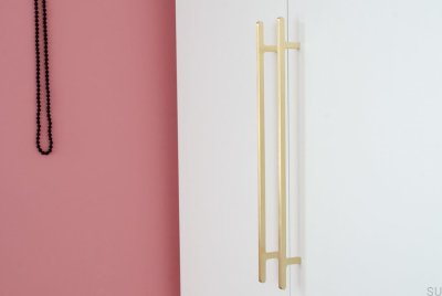 Flat Line 430 elongated furniture handle, brushed brass, unvarnished