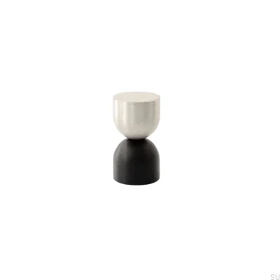 Kokeshi Mix 1832 Brushed Steel with Black Aluminum Furniture Knob