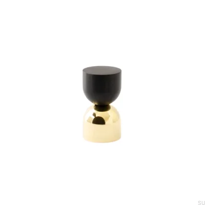 Kokeshi Mix 1832 Furniture Knob Polished Brass Unlacquered with Black Aluminum