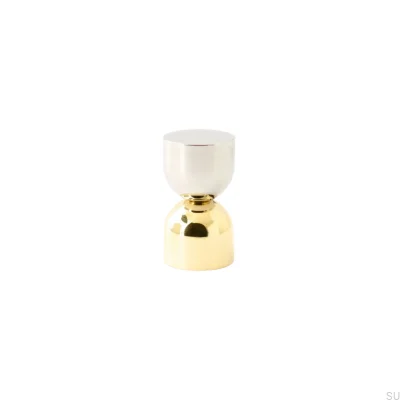 Kokeshi Mix 1832 Polished Steel and Polished Brass Furniture Knob, Unlacquered