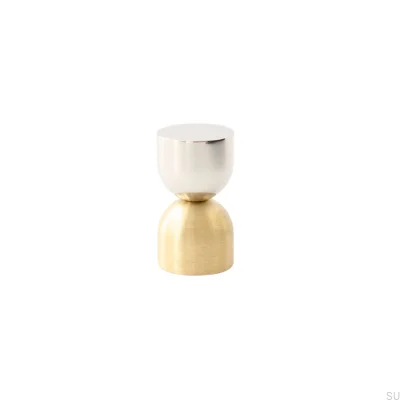 Kokeshi Mix 1832 Polished Steel with Brushed Brass Furniture Knob Unlacquered