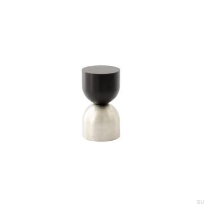 Kokeshi Mix 1832 Furniture Knob Black Aluminum with Brushed Steel