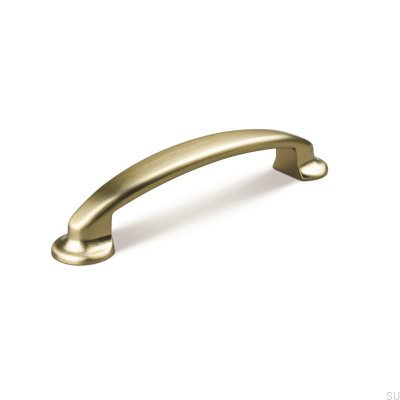 Vittoria 96 elongated furniture handle, brushed gold metal