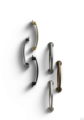 Vittoria 96 elongated furniture handle, brushed gold metal