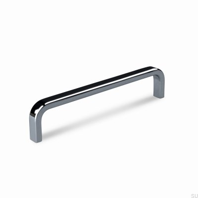 Positano 128 elongated furniture handle, Metal Silver Chrome Polished