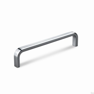 Positano 128 elongated furniture handle, brushed silver metal