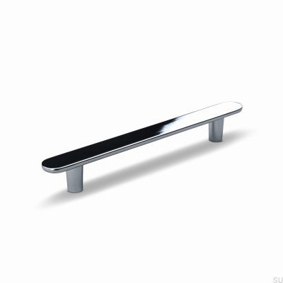 Cesano 128 elongated furniture handle, metal, silver, chrome, polished