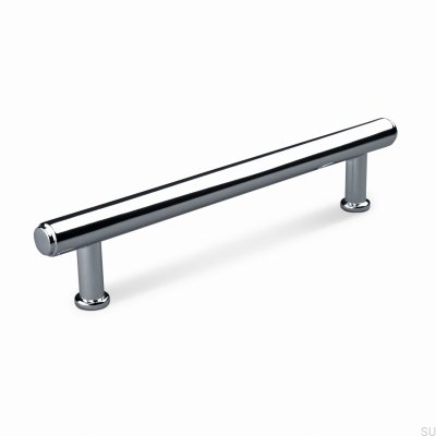 Matera 128 elongated furniture handle, metal, silver, chrome, polished