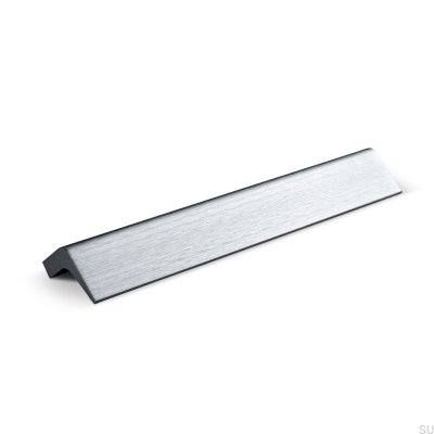 Lido 128 elongated furniture handle, brushed silver aluminum