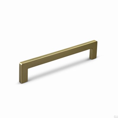 Benidorm 128 elongated furniture handle, brushed gold aluminum