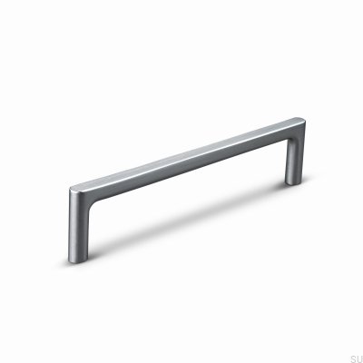 Torino 128 elongated furniture handle, brushed silver aluminum