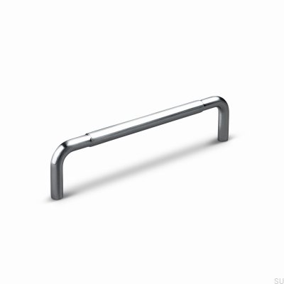 Siena 128 elongated furniture handle, brushed silver aluminum
