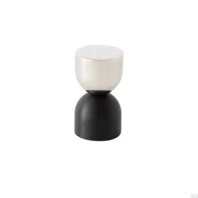 Kokeshi Mix 1832 Polished Steel Furniture Knob with Black Aluminum