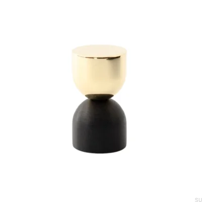 Kokeshi Mix 1832 Furniture Knob Polished Brass Unlacquered with Black Aluminum