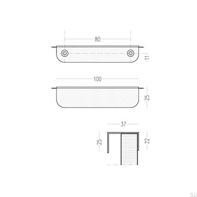 Edit 100 edge furniture handle, brass, brown, brushed