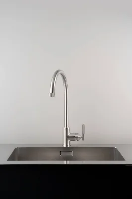 Linear Brass Silver Kitchen Faucet with European Connector