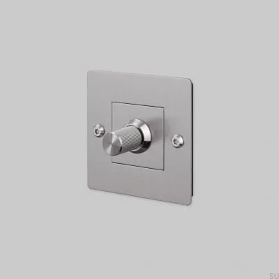 Dimmer with switch with LED logo Linear 1G 250W Steel Silver European Standard