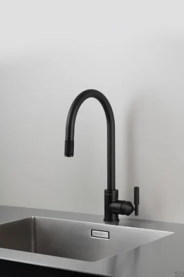 Welder’s Black Brass Pull-Out Kitchen Tap with European Connector