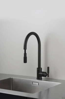 Welder’s Black Brass Pull-Out Kitchen Tap with European Connector