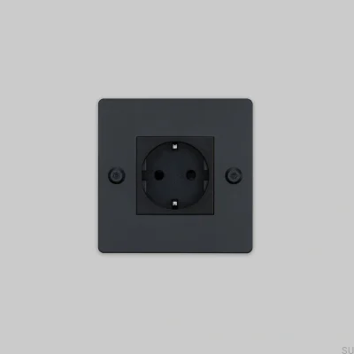 Single socket without logo Type F Linear 1G Steel Black European Standard