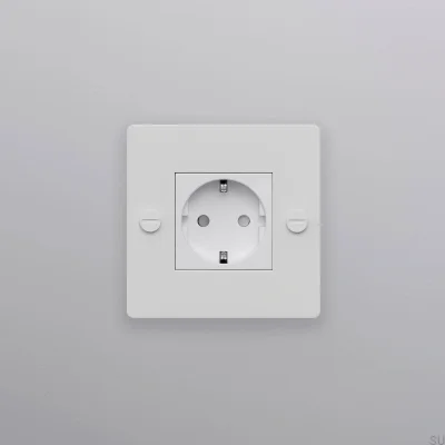 Single socket without logo Type F Cross 1G Steel White European Standard