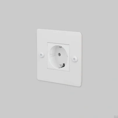 Single socket without logo Type F Linear 1G Steel White European Standard