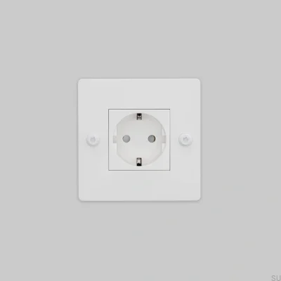 Single socket without logo Type F Linear 1G Steel White European Standard