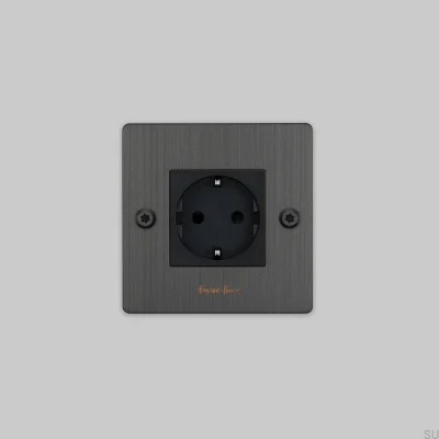 Single socket with logo Type F Linear 1G Brass Burnt Bronze European Standard