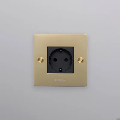 Single socket with logo Type F Cross 1G Brass European Standard