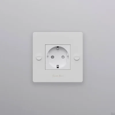 Single socket with logo Type F Cross 1G Steel White European Standard