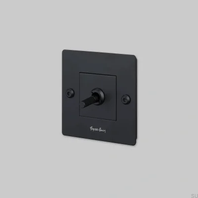 Single switch with logo Linear 1G Steel Black European Standard